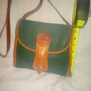 Vintage Dooney And Bourke Essex Green and Tan Leather Crossbody Bag